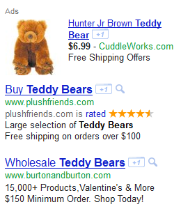 Example of AdWords Product Extension.